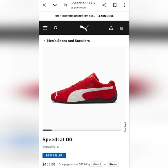 Puma SpeedCat LS Red White Men’s Motorsport Shoes Rare 380173-04 Size 13 - Picture 1 of 8